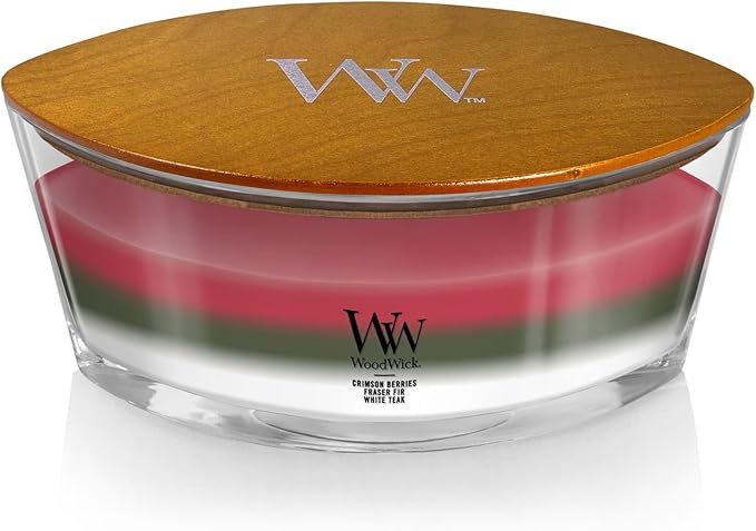 WoodWick Winter Garland Trilogy Holiday Candle Gifts for Women and Men, 16 oz Ellipse Trilogy Candle with Crackling Wick