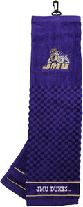 Team Golf NCAA James Madison Dukes Embroidered Golf Towel Embroidered Golf Towel, Checkered Scrubber Design, Embroidered Logo