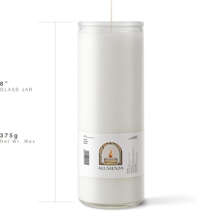 Bulk 6 Pack White 7 Day Candles in Glass Jar – Paraffin Wax, Clean Burning Unscented | Large & Tall Devotional Prayer Pillar Candle for Home, Memoria, Spells, Long Lasting