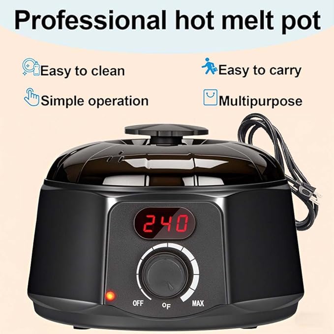 Haccah Professional Wax Warmer for Candle Making, Digital 16oz Wax Melting Pot with See Through lid, Candle Warmer for Adults, Beginners, Including Stove, Spoon, Gloves, Heat-Resistant pad