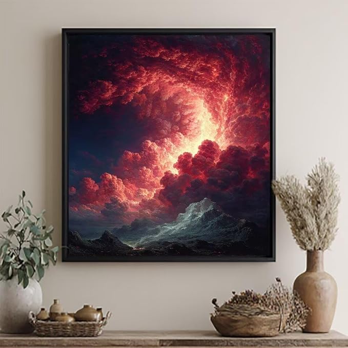 Paint by Numbers Kit for Adults Cloud Paint by Numbers Mountain DIY Crafts for Adults Canvas Paintings Kits, Hobbies for Women Art With Accessories for Home Wall Decor 20x20inch Without Frame X-46Y8