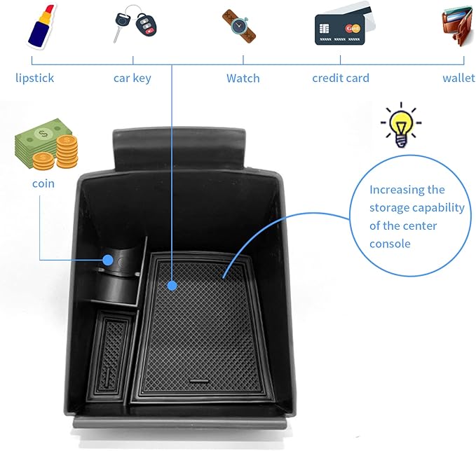 YEE PIN for 2023 NIRO SG2 Console Tray 2023 NIRO SG2 Center Console Organizer fit for 2022 2023 NIRO SG2 Accessories 2022 NIRO EV Tray Organizer 2022 NIRO SG2 Storage Box Insert Tray(Black Mat)