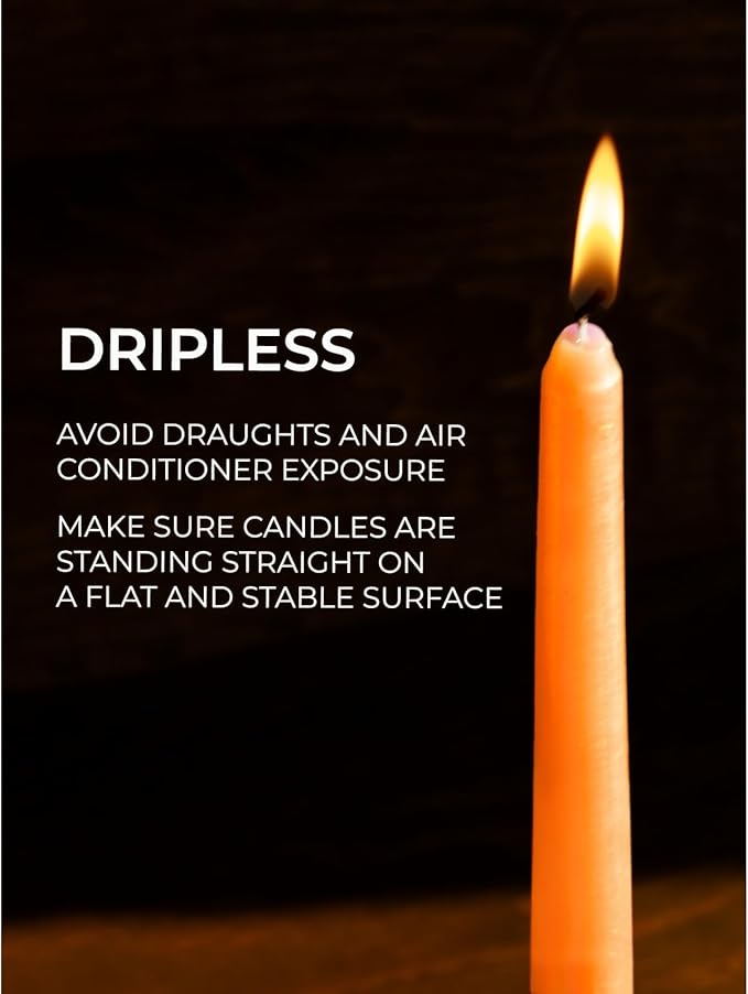 CANDWAX 12 inch Orange Taper Candles Set of 12 — Slow Burning Tapered Candle Sticks Ideal for Halloween Decorations, Dinner Table Centerpiece or Thanksgiving Décor — Orange Candles
