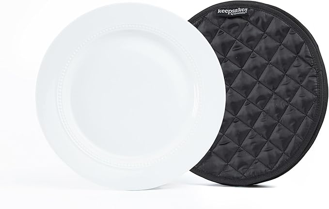 Covermates Keepsakes Quilted Dish Dividers – Set of Padded Plate Protectors for China & Dinnerware Storage, Scratch Protection, Machine Washable, Black