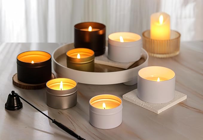 Aroparc Candle Tins 8oz, 24 Piece, Bulk Containers for Candle Making Jars with Lids - Black