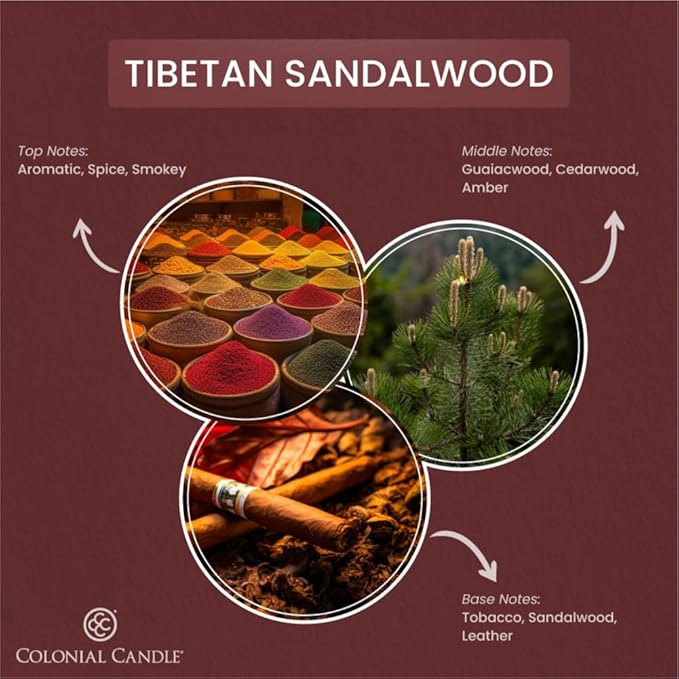 Colonial Candle Tibetan Sandalwood Scented Jar Candle, 2 Wick, 3.5 oz, Mottled Wax Candle