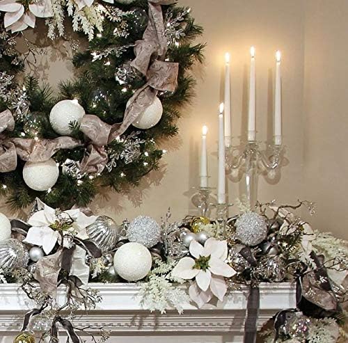 D'light Online White Taper Candles, 10 Inch Premium Quality Candles Hand-Dipped Tapered Candles, Dripless, Smokeless and Unwrapped Bulk Pack for Events - Set of 12 (10 Inch, White)