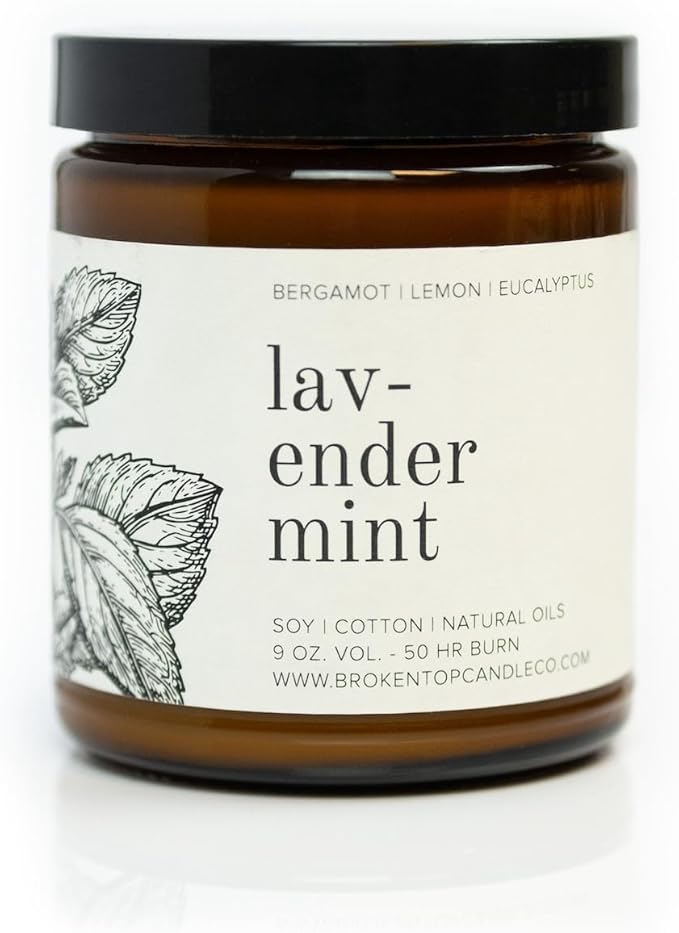 Broken Top Lavender Mint Pure Soy Candle | 9 oz. | Bergamot, Lemon & Eucalyptus 50-Hour Burn Time. Natural Cotton Wick, Vegan, No Parabens, No Phthalates