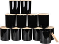 SHOWIN Thick Candle Jars for Making Candles 12 Pcs, 14 OZ Empty Jars with Wood Lids for Candle Making, Sample Container, Glossy Black