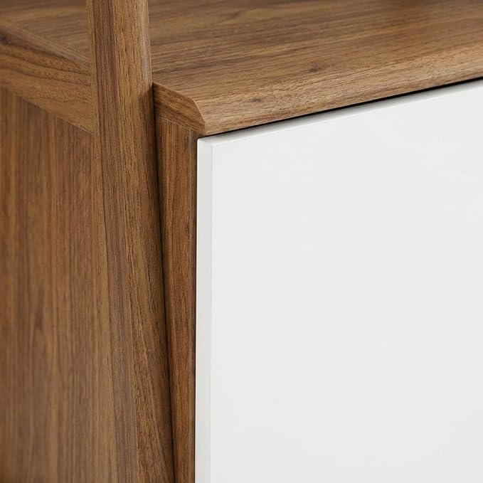Furnifact Walnut White 21-Inch Bookshelf, Sturdy Construction, Elegant Finish, Living Room or Bedroom Storage, Modern Design, Durable Material