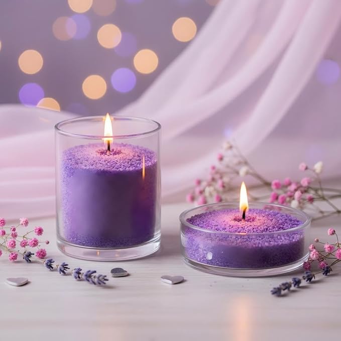 Monivi Scented Candle Sand with Wicks 1.1lb Purple Pearled Candle Beads Sand Candles with Wicks for Mothers Day Gift 85 Burn Hours Refillable Candle Wax for DIY Candle Making(Scented Lavender)