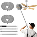 Storystore Ceiling Fan Cleaner Duster - Bendable and Adjustable Long Handle Feather Duster Kit, Fan Blade Cleaner for Cleaning High Ceilings Chandelier, Furniture, Blinds (Grey-2 Duster 1 Handle)