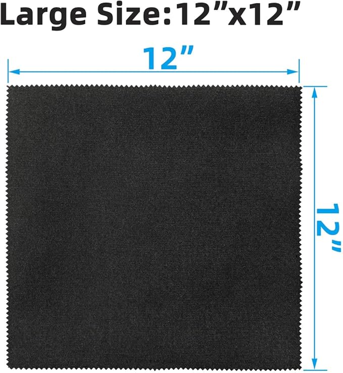 12 Pack Microfiber Gun Cleaning Cloth, 12"x12" Lint Free Gun Cleaning Rags, Reusable Microsuede Cleaning/Polishing Wipes Towels for Firearms, Knives and Scopes (Black)