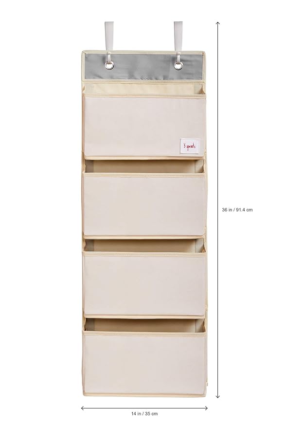 3 Sprouts Over The Door Baby Organizer - Essential Newborn Nursery Storage, Toy Organizer for Room and Closet - Bedroom Storage - Hooks Included, Giraffe