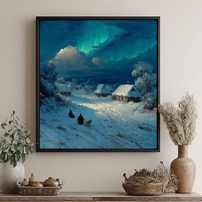 Paint by Numbers Kit for Adults Snow Paint by Numbers Dog DIY Crafts for Adults Canvas Paintings Kits, Hobbies for Women Art With Accessories for Home Wall Decor Art 16x16 inch Without Frame 8-75WW