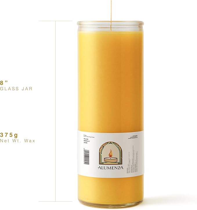 3 Pack Yellow 7 Day Candles in Glass Jar – Paraffin Wax, Clean Burning Unscented | Large & Tall Devotional Prayer Pillar Candles for Home, Memorial, Spells, Long Lasting