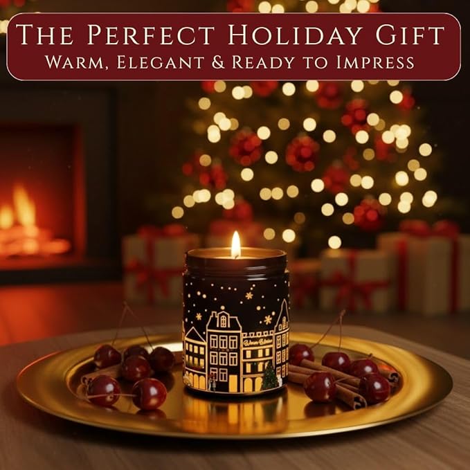 Black Cherry Scented Candle – Dual Light Glow Jar Candle (Real Flame + Heat Activated LED), Soy Wax Blend Aromatherapy Candle, 40-Hour Burn, Decorative Candle for Bedroom, Bathroom & Home Gift, 7oz