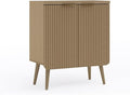 Sideboard Buffet Cabinet with Storage, Modern Fluted Accent Credenza with 2 Doors, Buffet Table Media Console Cabinet Entryway Cabinets for Living Room Kitchen Dining Room Bathroom, Natual Oak