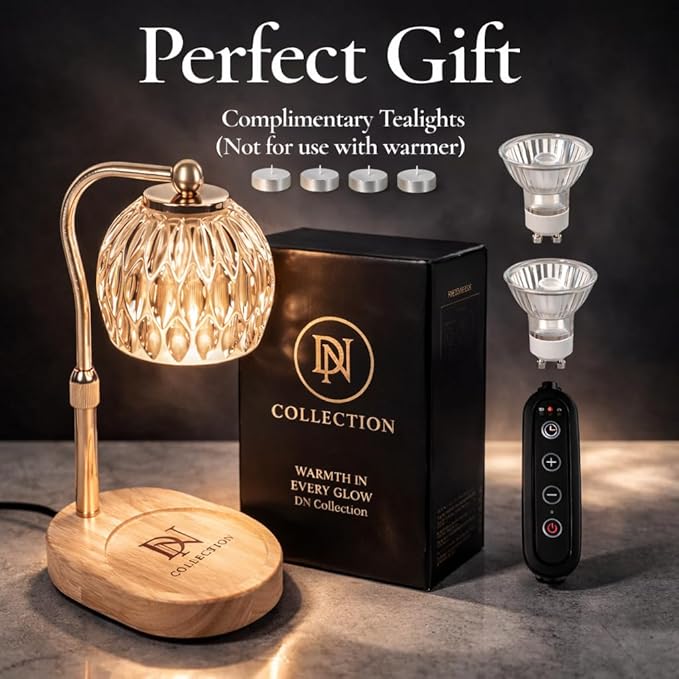 Crystal Candle Warmer Lamp with Timer and Dimmer, Adjustable Height Electric Candle Warmer for Jar Candles, Flameless Wax Melt Warmer, Glass Candle Warmer Lamp – DN Collection