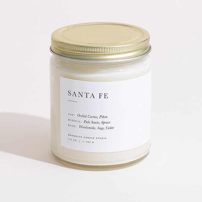 Brooklyn Candle Studio Santa Fe Jar Candle - Luxury Scented Candle, Vegan Soy Wax, Hand Poured in The USA, 50 Hour Slow Burn Time - 7.5oz
