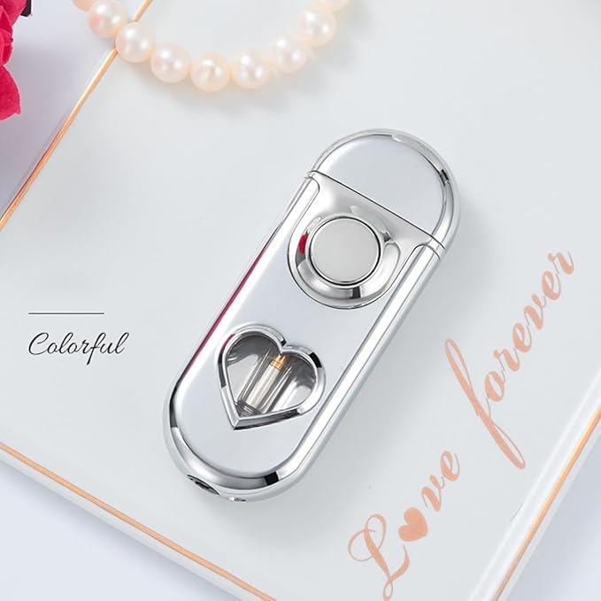 Lighter Windproof Exquisite Design Ideal for Gift Packaging.Refillable Butane Candle Lighter (Gas not Included, Multi-Color Available)(Silver)