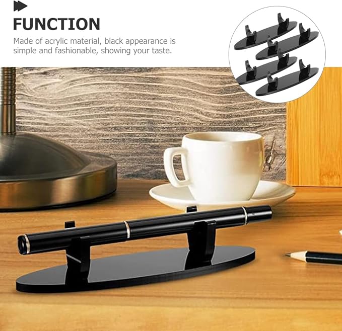 TEHAUX Acrylic Pen Holder Display Stand 4pcs, Pen Pencil Makeup Brush Rack, Single Pen Holder for Desk, Eyebrow Pen Stand Display Rack Pencil Wand Holder for Home School Office