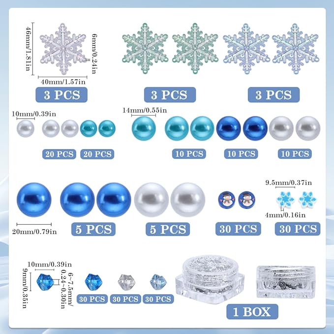 SUNNYCLUE 10000+Pcs Christmas Vase Fillers Candle Fillers Snowflake Vase Filler Winter Snowman Blue Polymer Clay Beads Floating Pearl Beads for Vases Home Table Centerpieces Holiday Party Decor