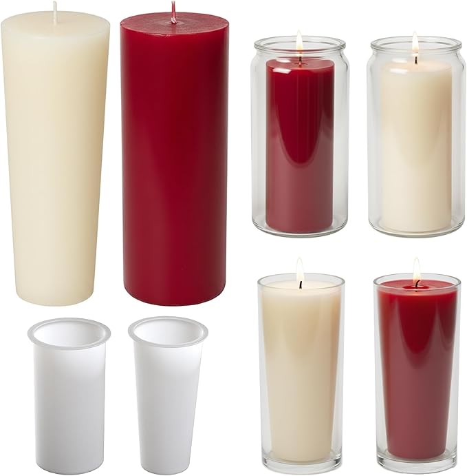 2 Pack 3 * 6 Inch Votive Candle Mold - Cylinder Candle Silicone 3D Molds for Pray, Peony & Home Decor - Resin Casting & Soap Making Molds