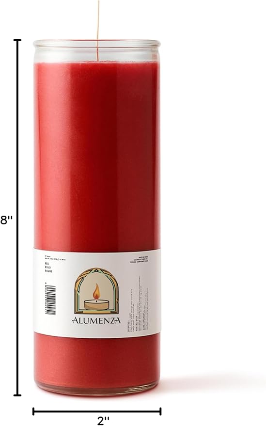 Bulk 6 Pack Red 7 Day Candles in Glass Jar – Paraffin Wax, Clean Burning Unscented | Large & Tall Devotional Prayer Pillar Candles for Home, Memorial, Spells, Long Lasting