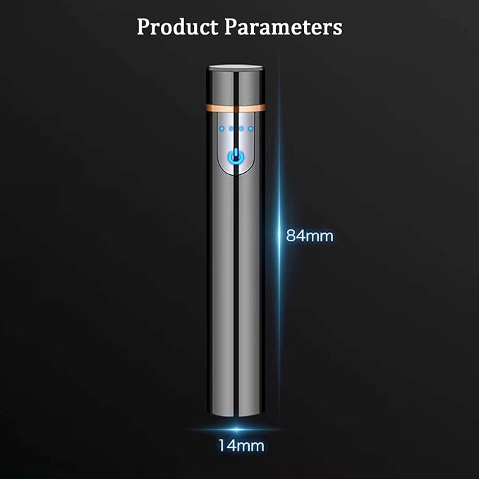Upgrade Smart Fingerprint Ignition Lighter - USB Rechargeable, Windproof, Flameless, Mini Cylindrical Electric Lighter for Indoor Outdoor Cigarette (Black)