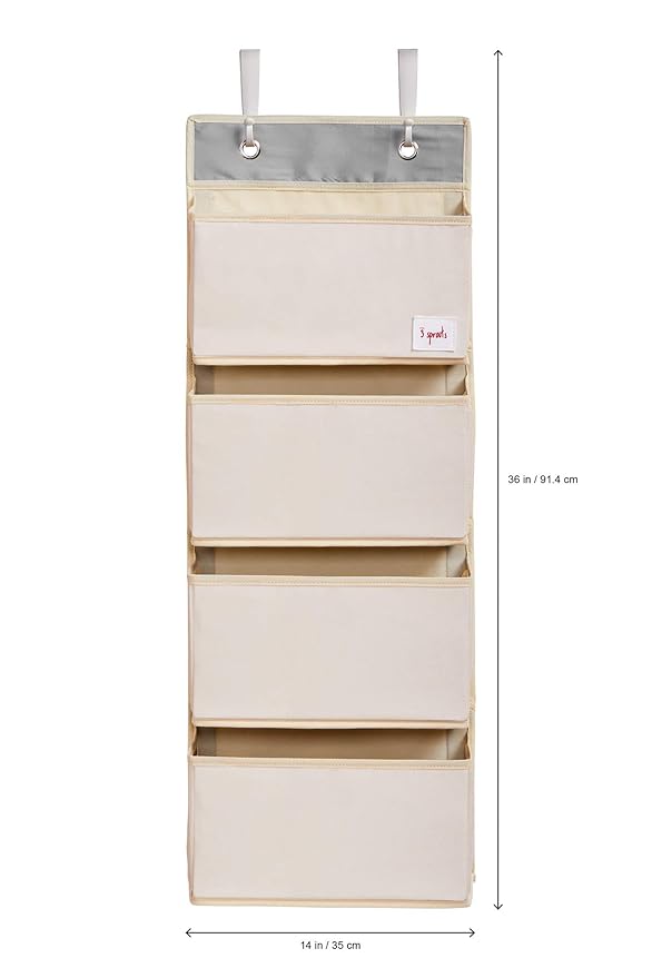 3 Sprouts Over The Door Baby Organizer - Essential Newborn Nursery Storage, Toy Organizer for Room and Closet - Bedroom Storage - Hooks Included, Bear