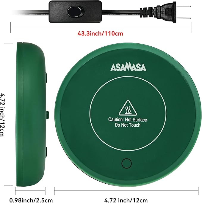 ASAMASA Smart Coffee mug Warmer, Candle Warmer，With Gravity Switch Auto Shut-On/Off, Keep the drink at a pleasant t temperature, Safely and evenly release the aroma Without a Flame, A thoughtful gift.