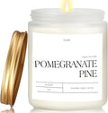 Pomegranate Pine Candles for Home Scented, 9oz Natural Soy Aromatherapy Non Toxic Candles with Essential Oil, Home Fragrance Stress Relief & Meditation Jar Candles Gifts for Women & Men