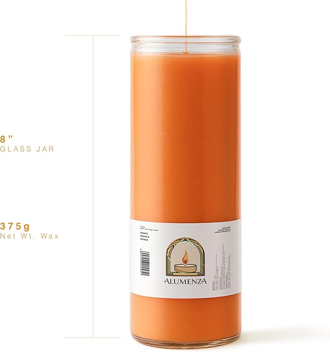 3 Pack Orange 7 Day Candles in Glass Jar – Paraffin Wax, Clean Burning Unscented | Large & Tall Devotional Prayer Pillar Candles for Home, Memorial, Spells, Long Lasting
