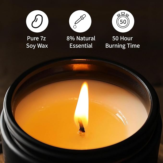 Scented Candles for Men, 4 Pack Mens Candle Gift Set, Relaxation Candles for Home Scented, 28oz Soy Wax Aromatherapy Candles of Lavender/Patchouli/Sandalwood/Smoke & Vanilla