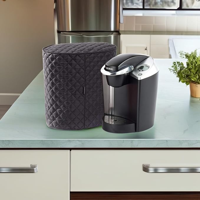 Covermates Keepsakes Coffee Maker Cover – Quilted Appliance Protector for Espresso Makers – Dust & Stain Resistant, Washable Slip‑On Design for Countertop Storage, Black