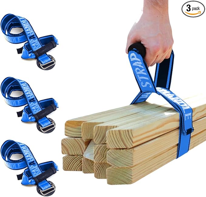 4’ Carry Strap with Handle | 3-Pack | Heavy Duty | Adjustable Belt | Easy, Safe, Secure, Lifting, Moving, Carrying Heavy Boxes | Best Luggage Strap (3pk Strap-A-Handle 4ft. Length, 75lb. Capacity)