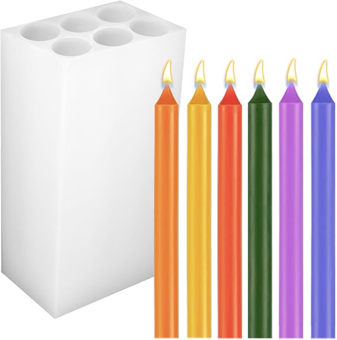 6-Cavity Long Cylinder Mold for Candle Making, 5.5Inch Cylinder Silicone Candle Mold Long Pillar Silicone Mold for Wax Candle Making