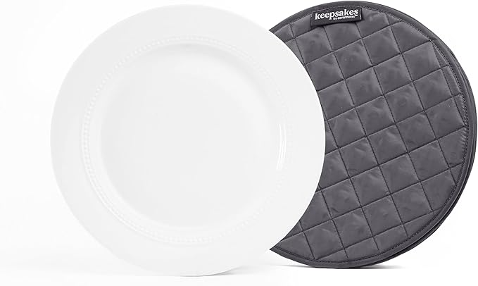 Covermates Keepsakes Quilted Dish Dividers – Set of Padded Plate Protectors for China & Dinnerware Storage, Scratch Protection, Machine Washable, Slate