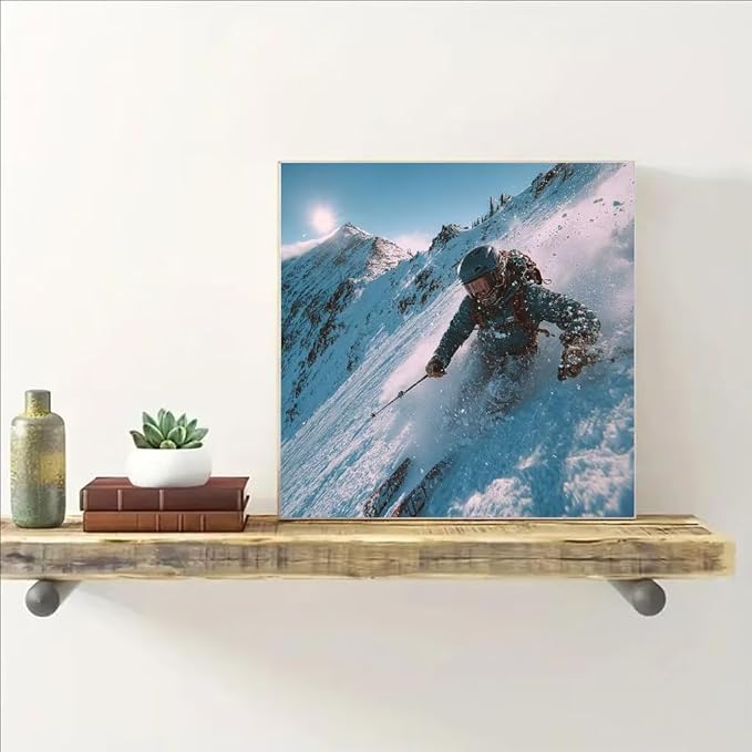 Diamond Art Kits for Adults Snow Mountain Diamond Painting Kit Ski, DIY Crafts for Adults 5D Full Square Drill Gem Art Embroidery Painting Kit for Wall Decor, Birthday Girl 19.7x19.7 Inch 1-1O26