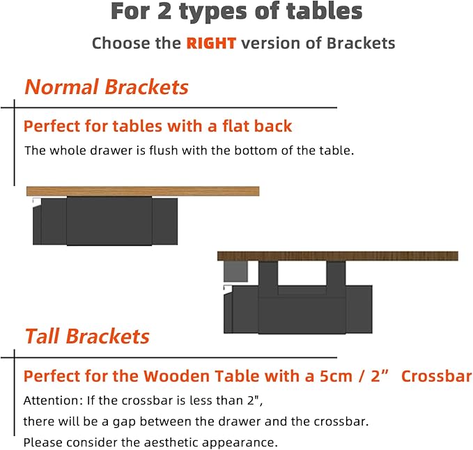 1 Pack Under Desk Drawer 18", Pull-out Storage Organizer with Large Slide Extension Mounted Under Flat Wooden Table or Workbench, Black_Normal Version