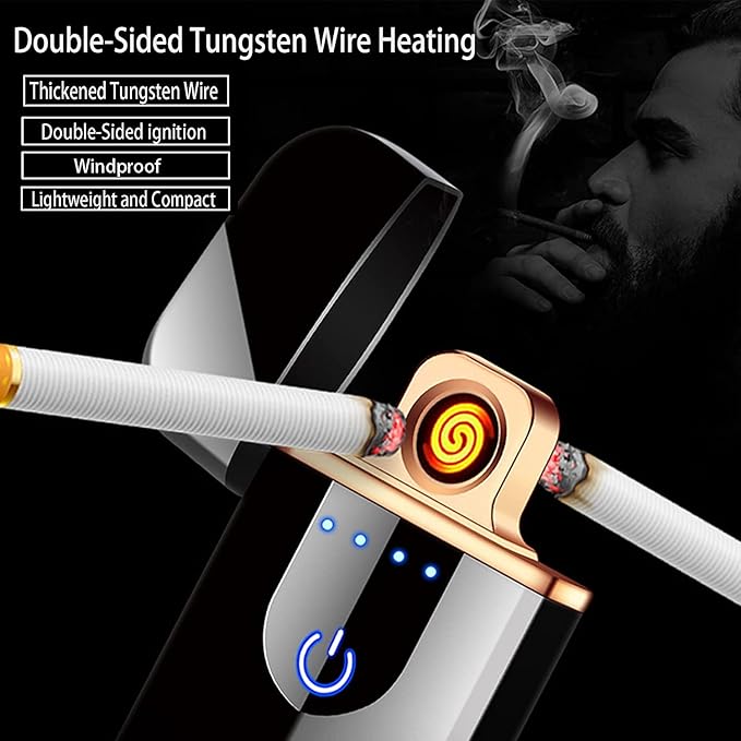 Electronic Lighter USB Rechargeable, Mini Portable Design with Touch Dual-Sided Ignition - Windproof and flameless, Featuring Plasma Technology, Battery Indicator, and Lightweight Build (Rainbow)