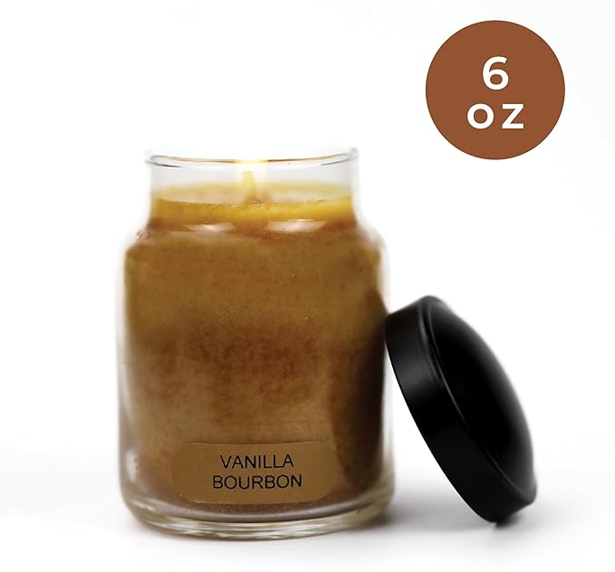 A Cheerful Giver - Vanilla Bourbon - 6oz Baby Scented Candle Jar with Lid - Keepers of The Light - 30 Hours of Burn Time, Gift Candle, Brown