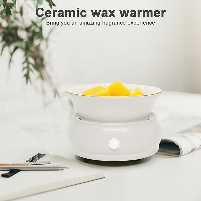 Wax Melter Candle Warmer with Timer - Ceramic Electric Scented Wax Melts Warmer 4-in-1 Candle Burner Melter Timer Adjust Fragrance Intensity Auto Shut Off for Home Office Bedroom Gift & Decor