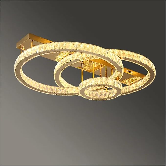 Modern Chandelier, LED Ceiling Hanging Lamps Modern Crystal Gold Round Living Dining Table Room Bedroom Kitchen Home Decor Pendant Chandelier Light(D40CM 60CM 80CM,Chrome)