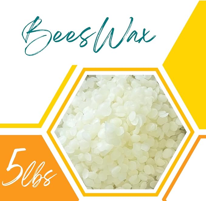 Direct Candle Supply 5lb White Beeswax Pellets, Candle Wax, Bees Wax, Beeswax Pellets Candle Wax for Candle Making, Organic Beeswax, Bees Wax Pellets Melts, 100% Natural Beeswax for Candle Making