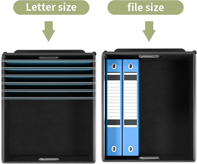 Huolewa File Organizer Box with Lid, Collapsible File Folder Organizer for Office Document Storage, Filing Box with Plastic Slide for Letter Size Hanging File Folders(1 Pack, Green)