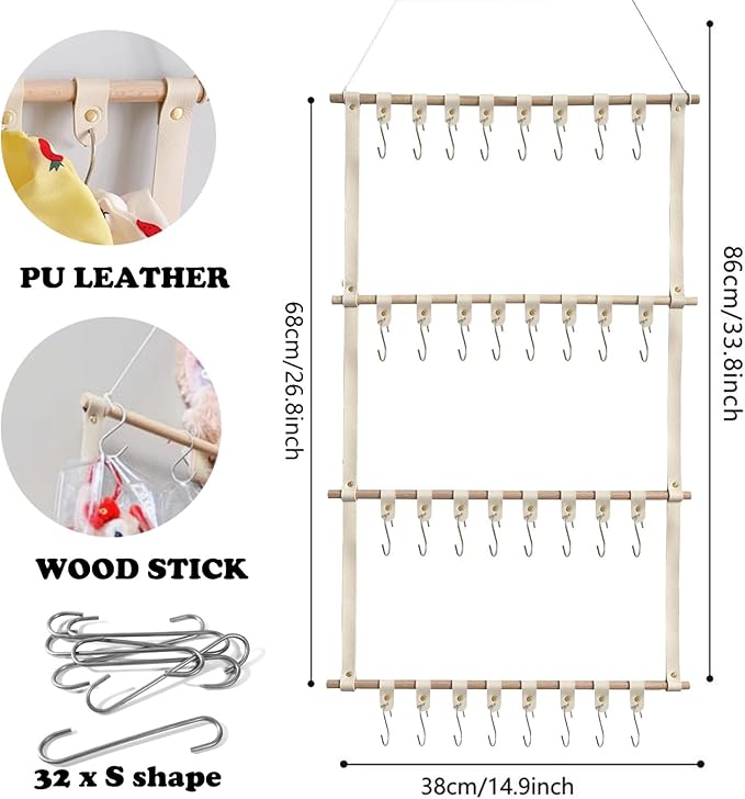 Hanging Display Storage Shelves Detachable Doll Organizers for Storage Plush Doll Collectors Gifts, Hanging Over the Door Organizer for Bedroom Home (Beige 1pcs)