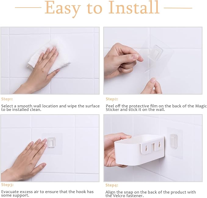 4 Pack Bedside Shelf Wall Mount,Wall Mounted Floating Shelf, Bedside Shelf Organizer Set,Non-Drilling Adhesive Plastic Storage Organizer for Home Decor,Kitchen,Bedroom,Bathroom,Rv (White)
