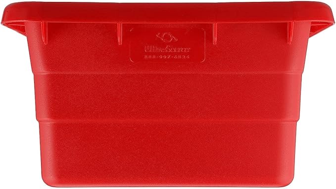 ULTRASOURCE Food Approved Bus Totes/Meat Lug (4 Totes and 4 Frosted Lids, Red)